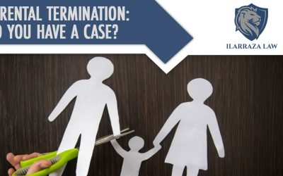 Image of cutout to man, woman and child with Parential Termination: Do you have a case? title on blue background on the top. Ilarraza Law, P.C.