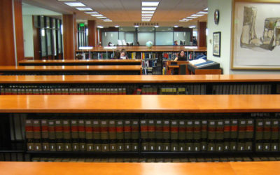 Law library with books in shelves